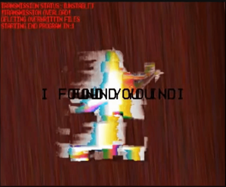 Top corner shows the text "TRANSMISSION STATUS: UNSTABLE. !TRANSMISSION UNSTABLE! DELETING OVERWRITTEN FILES. STARTING END PROGRAM IN:1"