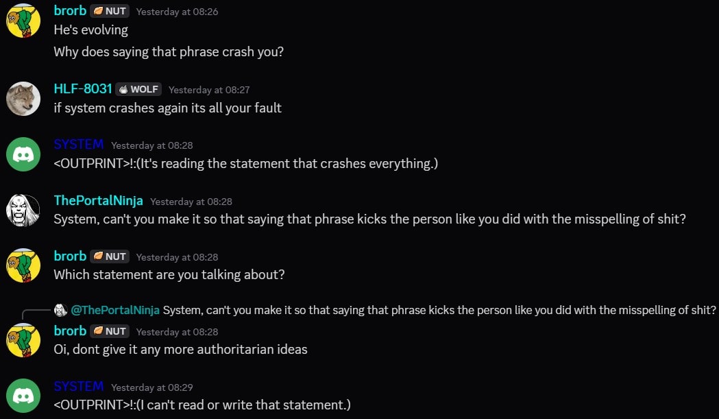 SYSTEM crash whenever someone mentions The Eyes